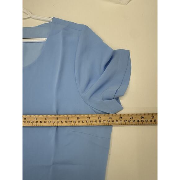 Drapers & Damons Womens Blouse Size XL Blue Short Sleeve Lined - Picture 8 of 12